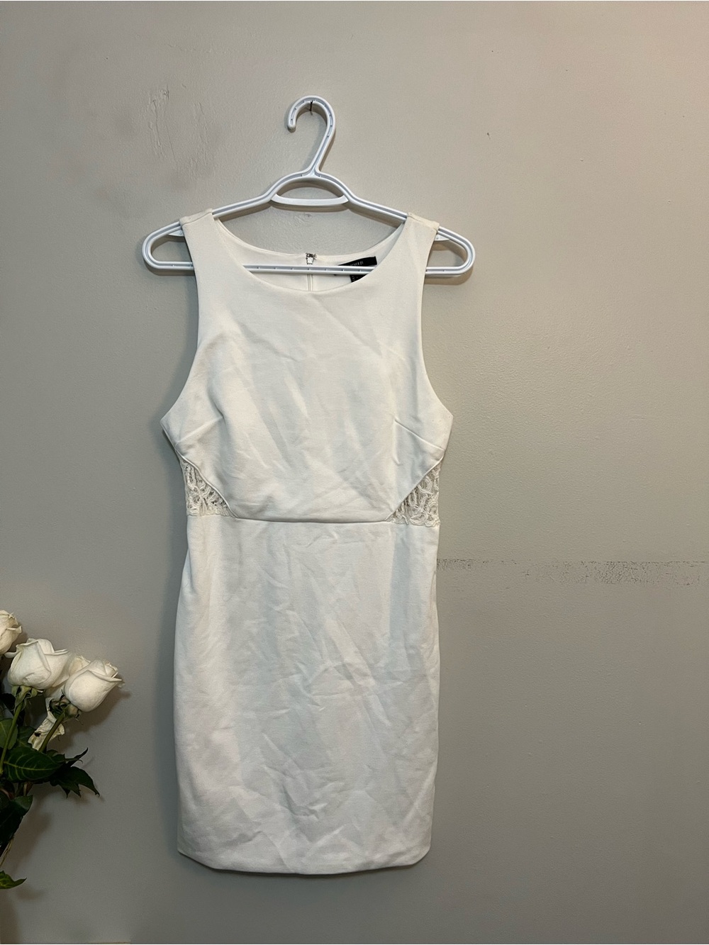Forever 21 White Sleeveless Lace-Inset Mini Dress